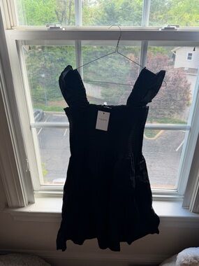 Sleeveless Smocked Black Mini Dress with Ruffle Straps